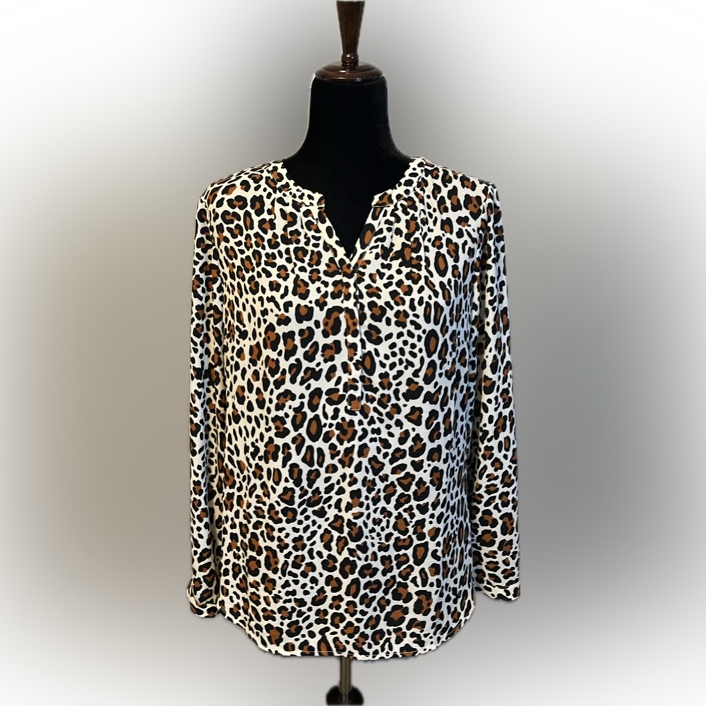Talbots Leopard Popover Blouse size LP